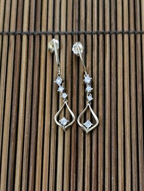 10k Diamond Yellow Gold Dangle Earrings